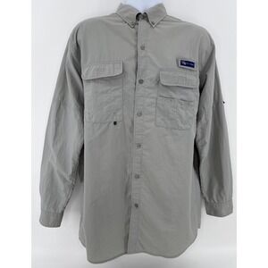 Spicy Tuna Fishing Shirt Mens Large Gray Nylon Vented Mesh Button Down